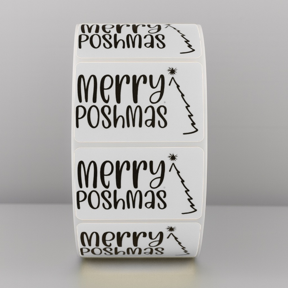 Merry Poshmas Stickers | Green Holiday Poshmark Christmas Packaging Labels - Picture 10 of 11